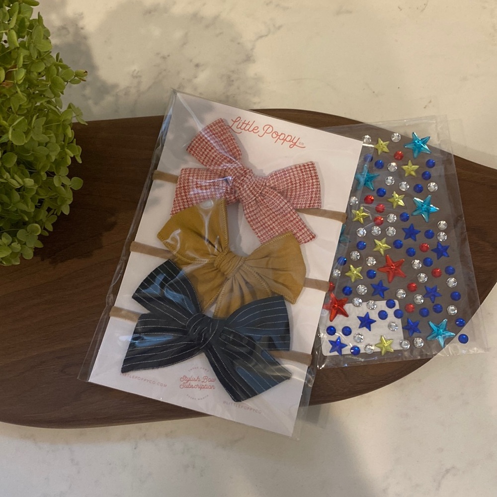 NEW! Little Poppy Co. - Headband Bow Set of 3 & FREE body jewelry